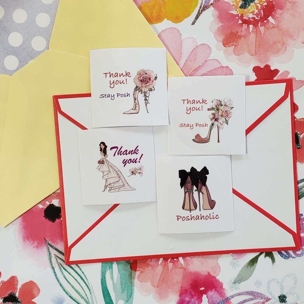 x100 Unique Fashion Girl Thank You Posh Stickers Seals